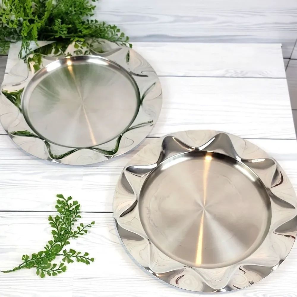 Dansk Origami Talc Stainless Charger Plate Set Of 2
